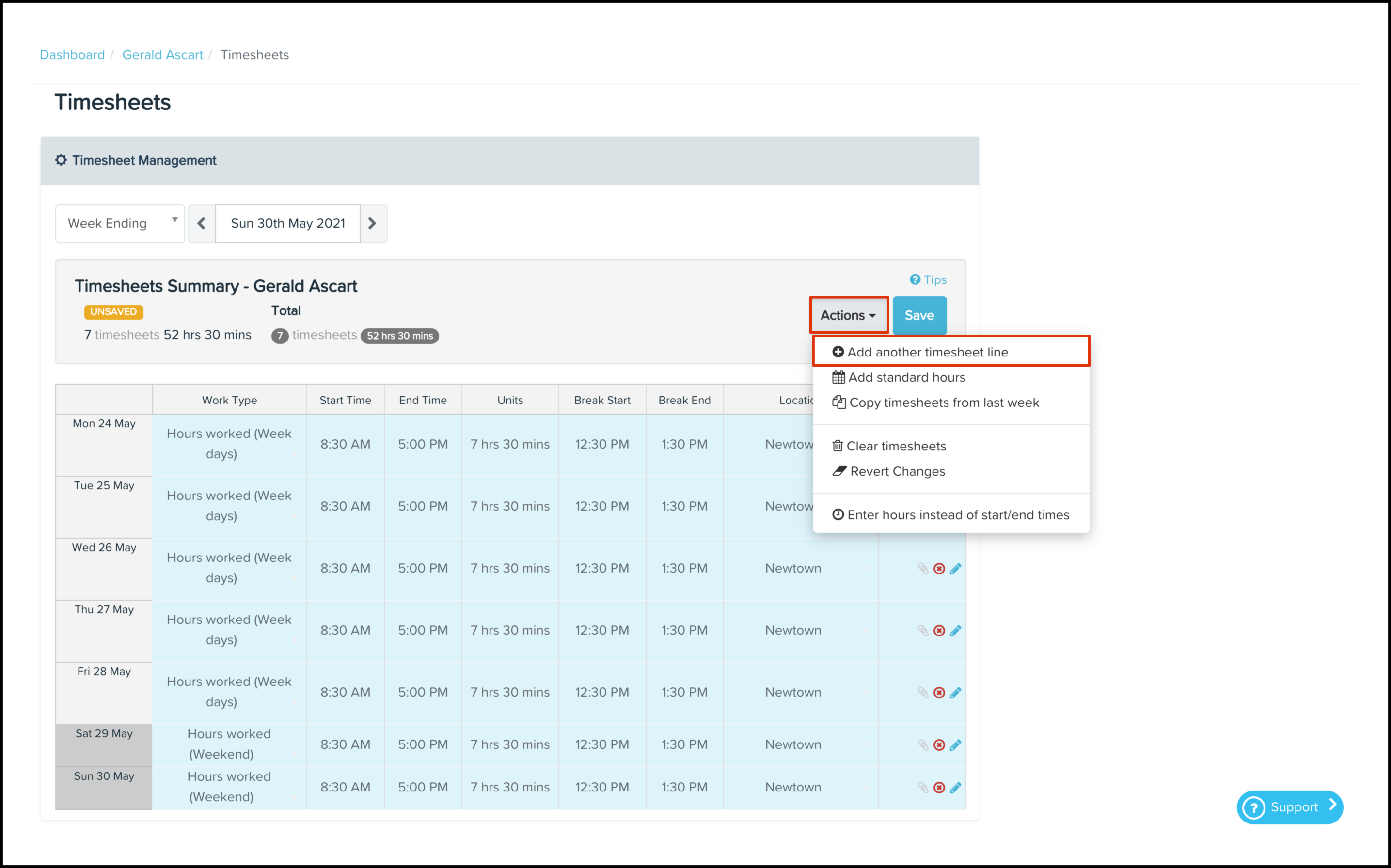 My payroll timesheets Submitting a timesheet Employment Hero
