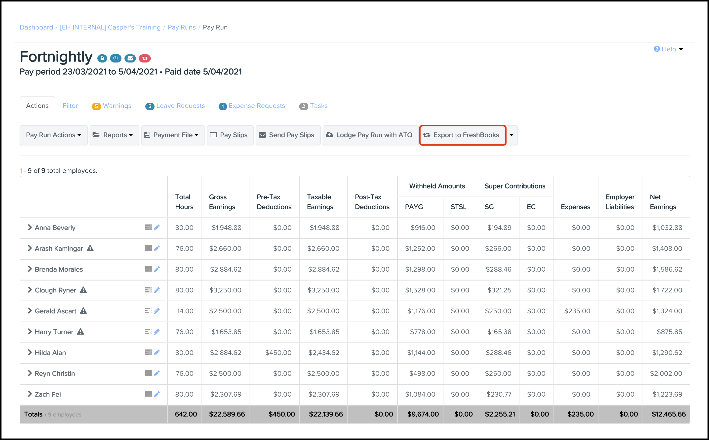 FreshBooks FAQ How Do I Export My Data From A Pay Run Employment 